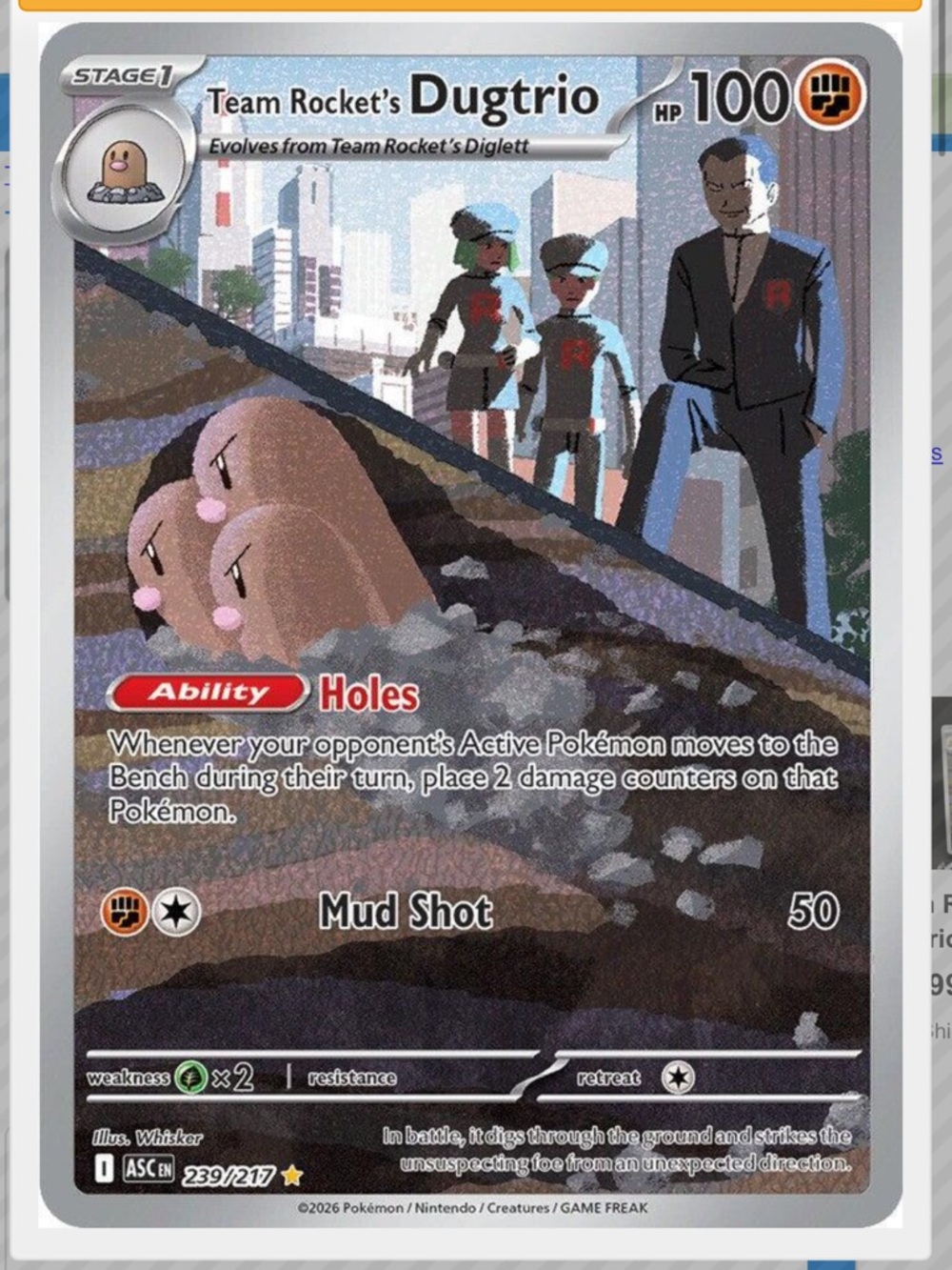 Team Rocket's Dugtrio #239 Pokemon Ascended Heroes